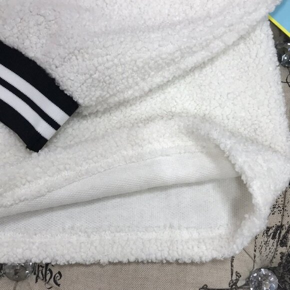 CeCe Striped-Trim Crewneck Teddy Sweater - Picture 4 of 6